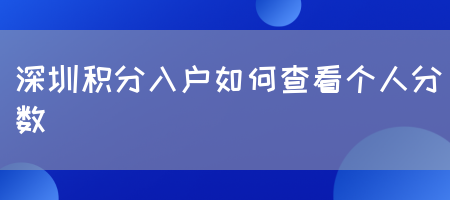 深圳积分入户如何查看个人分数